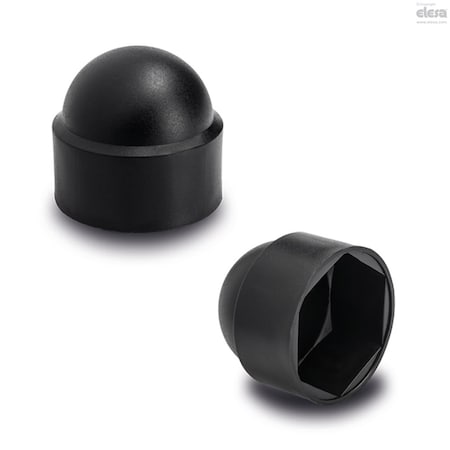 Elesa Hex Spoke Bolt Cap, 35.80 mm Fits Bolt Dia, Black, Polyethylene Matte NCD